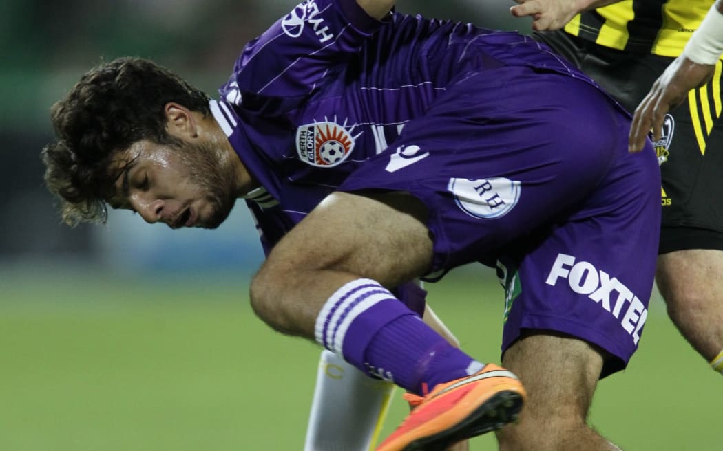 The Perth Glory playing against the Wellington Phoenix.