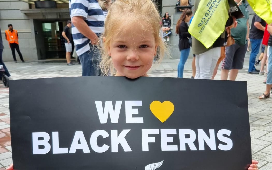 Fan at Black Ferns celebration event in Auckland