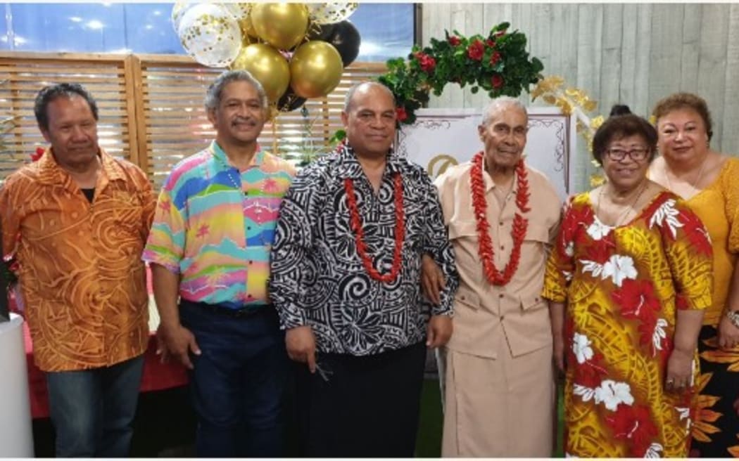 Aupito William Sio and Aupito Senior with other Aupito family matai's.