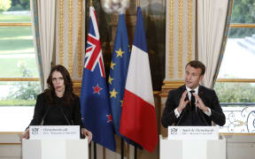 Prime Minister Jacinda Ardern and French President Emmanuel Macron hold a press conference to launch the global "Christchurch Call" initiative to tackle the spread of extremism online.
