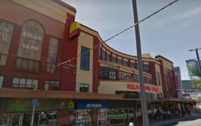 Street view of Reading Cinemas and the shops outside Courtenay Central complex in Wellington.