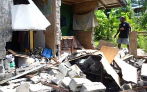 A family in Kirakira, narrowly escaped with their lives after the wall of their family home collapsed during the 7.8 earthquake which hit Solomon Islands on 9 December, 2016.