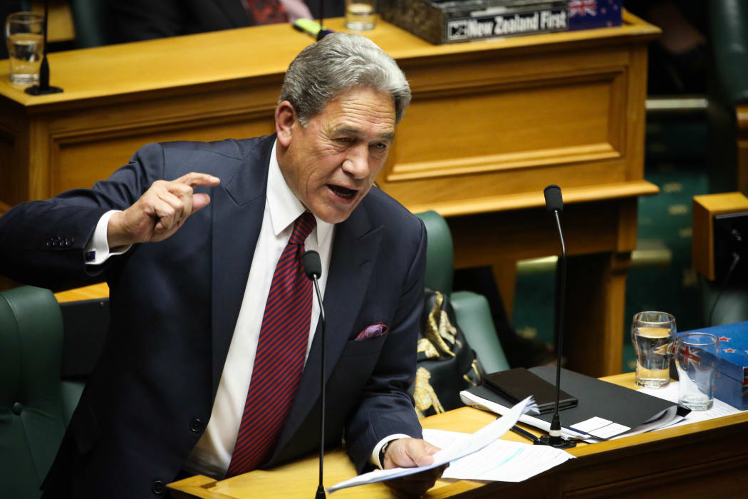 Winston Peters giving his 2015 Budget speech.