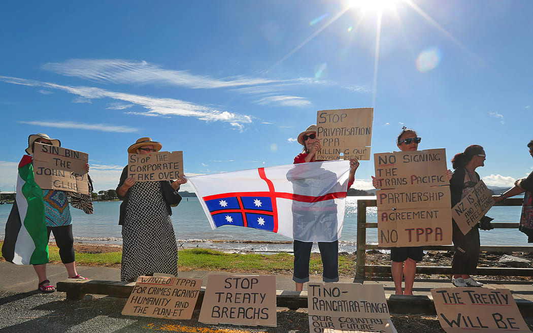 Protesters gather at Waitangi