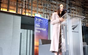 Prime Minister Jacinda Ardern speaking at a business breakfast in Singapore this morning.