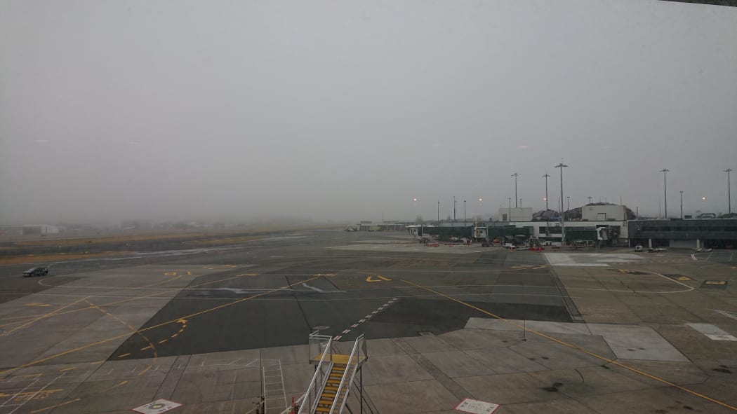 Fog at Wellington airport today, which has grounded flights until midday.
