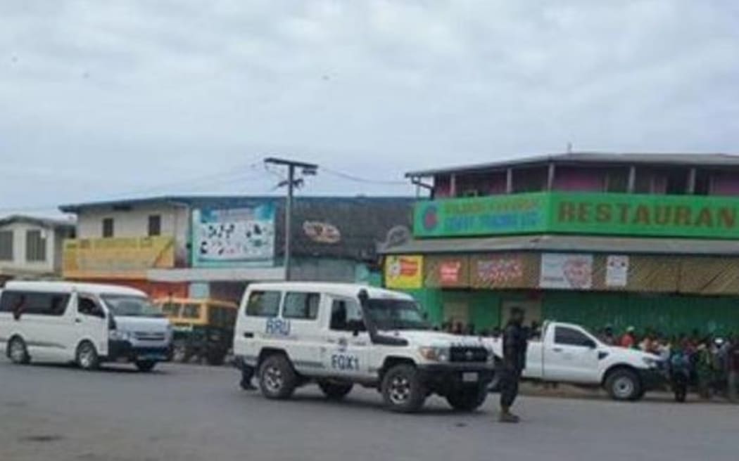Police patrol the streets of Madang in Papua New Guinea.