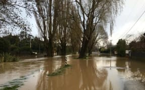 Flood waters on Eastern Terrace in Christchurch.