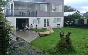 Justin Patterson in Paraparaumu was forced to move out of his house yesterday because of flooding.