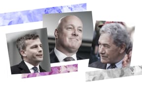 Collage of Winston Peters, Christopher Luxon and David Seymour