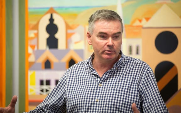 MP for Coromandel Scott Simpson in Thames after flooding in the area.