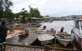 The waterfront and wharves at Gizo, Solomon Islands