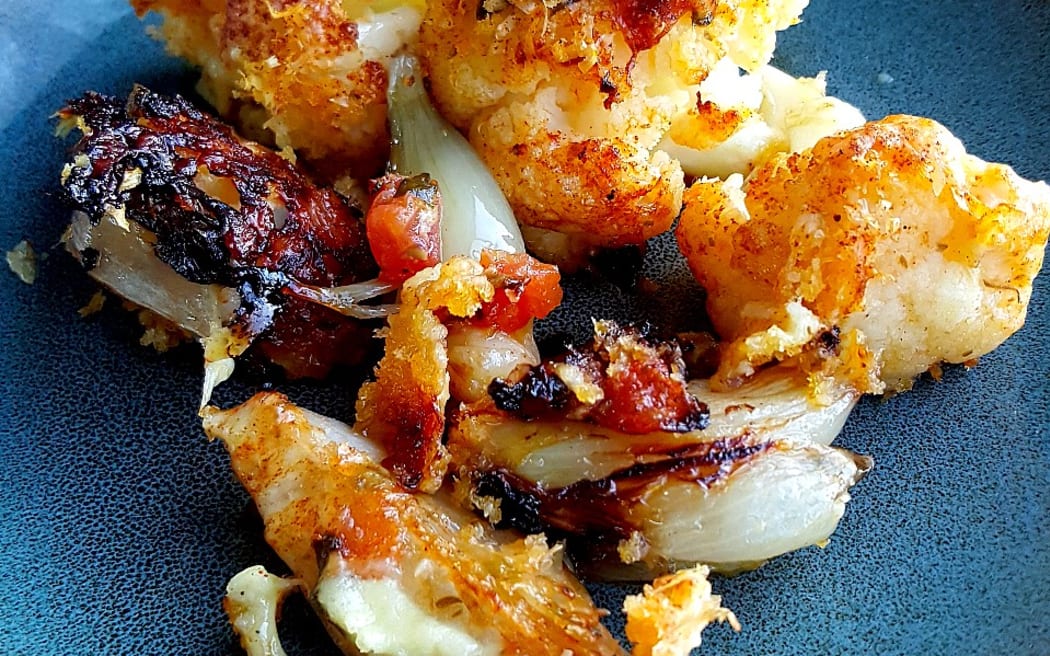 Roasted Cauliflower & Shallots with Double Cheese Crust RNZ Recipes