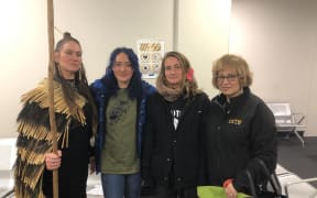 (From left) Meegan Manuka, Emily Maia Weiss, Alison Mell, Danella Roebeck at Auckland District Court.