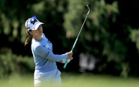 Lydia Ko of New Zealand hits a shot on the ninth hole during the third round of the Marathon LPGA Classic at Highland Meadows Golf Club on August 08, 2020 in Sylvania, Ohio.