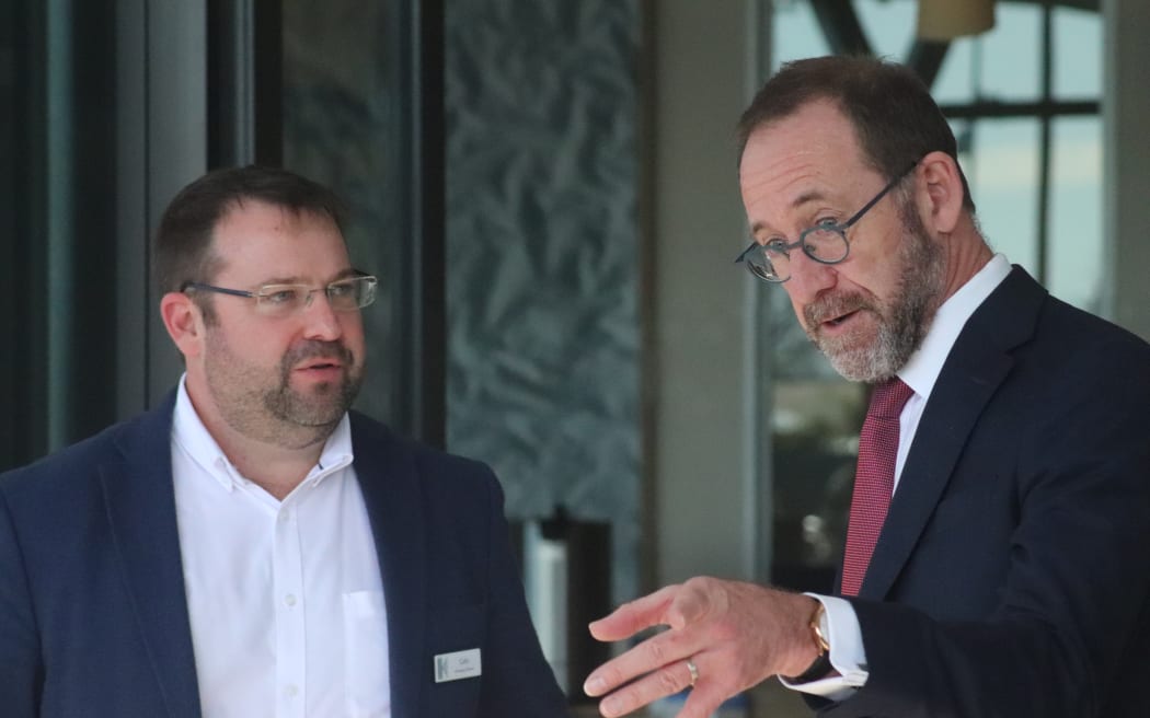 Kaweka Hospital Director Colin Hutchison with Health Minister Andrew Little