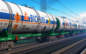 Freight train with biofuel tankcars