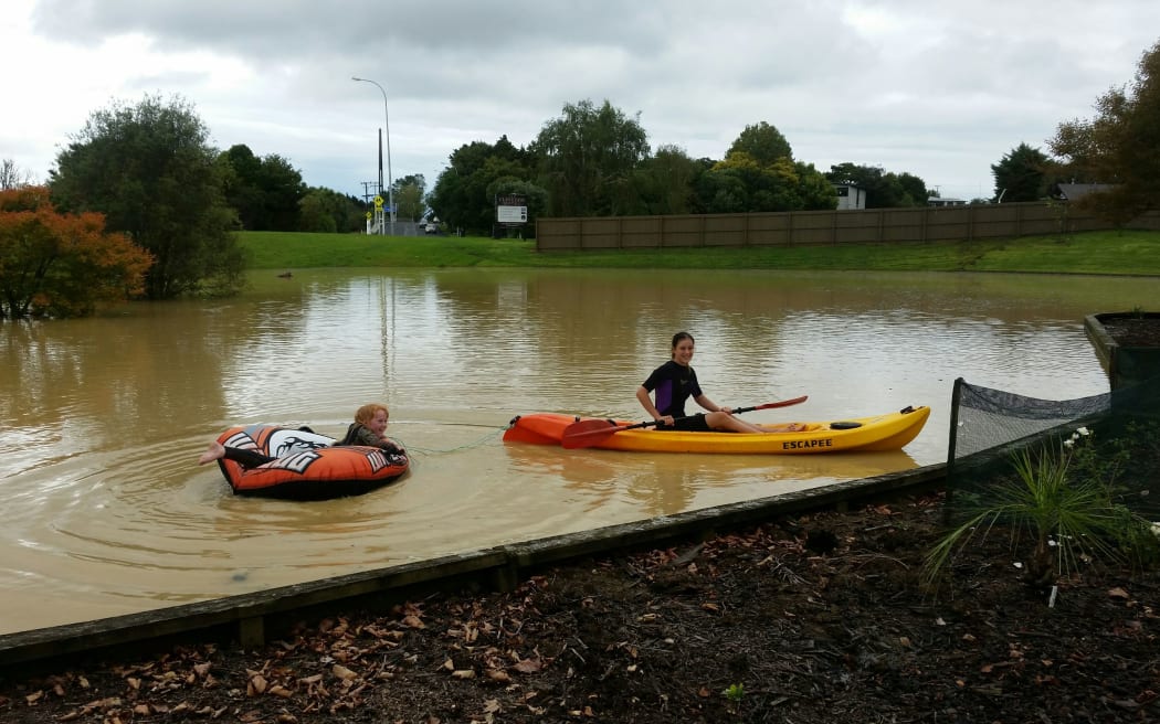 Heavy surface flooding has swamped parks and streets in Clevedon.