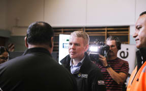 Prime Minister Chris Hipkins visits the Moana Nui A Kiwa Hub, for the south Auckland response to the flooding, in Māngere on Wednesday 1 February.