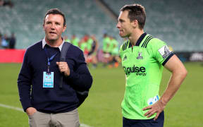 Highlanders coach Aaron Mauger and captain Ben Smith.