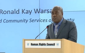 Vanuatu's Justice Mnister Ronald Warsal addresses the 34th regular session of the UN Human Rights Council regarding the human rights situation in West Papua.