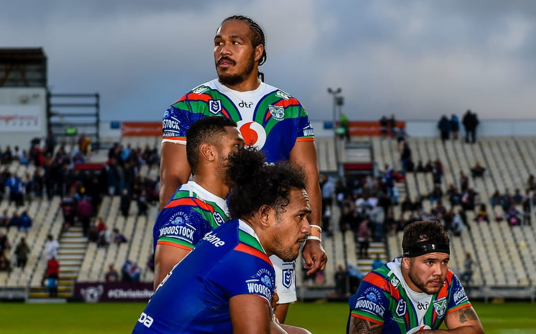 Dejected Warriors players during the NRL League match against Manly 2019.