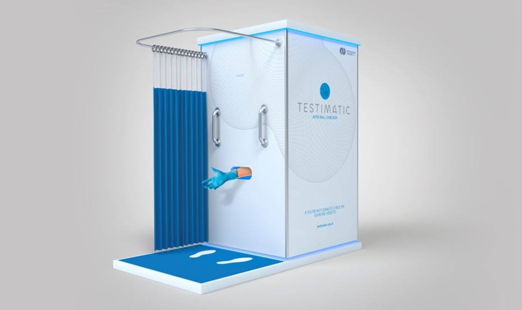 The testimatic booth allows anonymous checks for testicular cancer.
