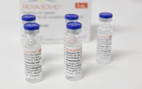 Vials with the Nuvaxovid vaccine against the Covid-19 coronavirus are seen at the CIZ Tegel vaccination center in Berlin.