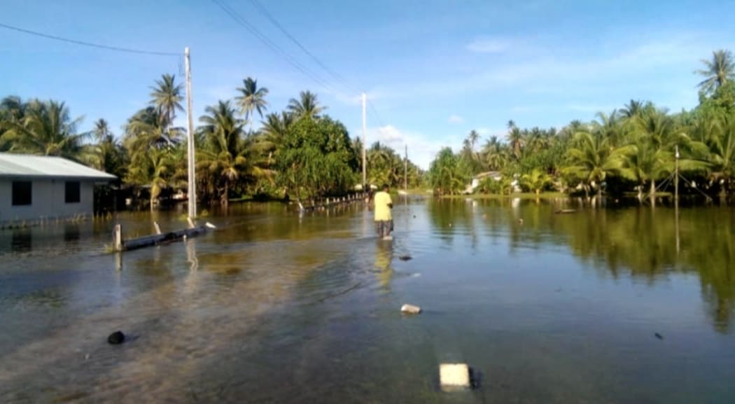 Flooding in a village of Kili Island, Marshall Islands, February 2015.