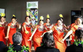 Auckland Girls’ Grammar School Samoan group performs Samoan item at Pacific Employment Support Services celebration event.
