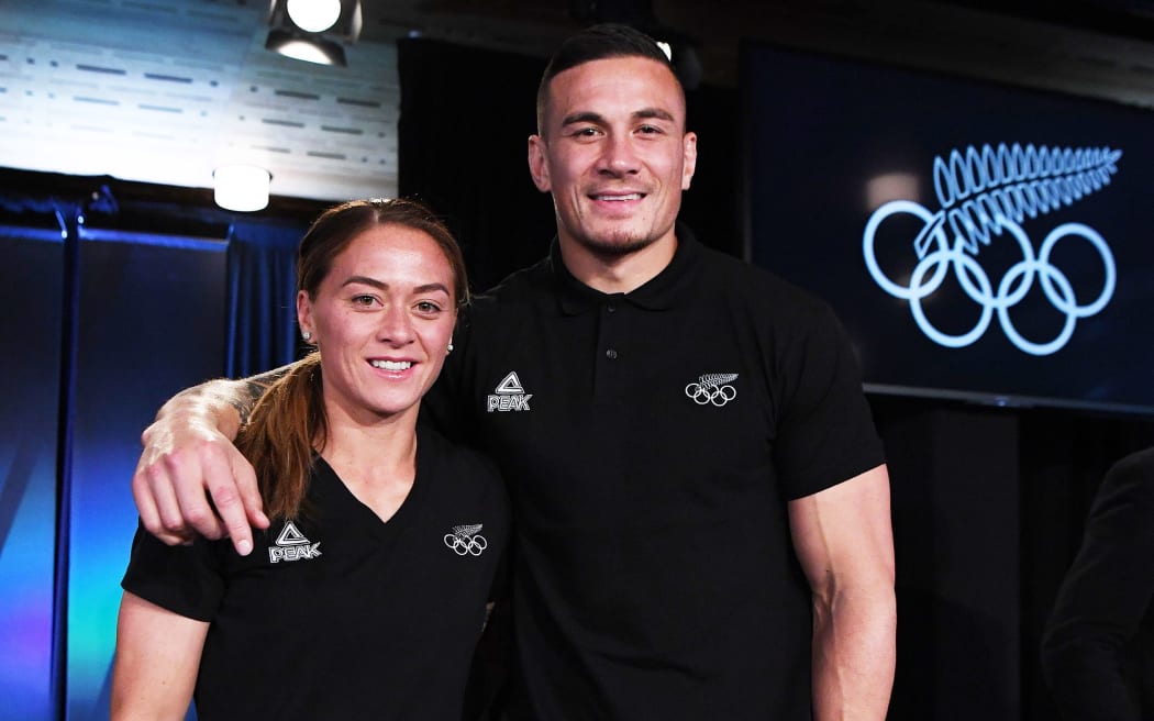 Niall Williams with her older brother Sonny Bill at the New Zealand Sevens Olympics announcement.