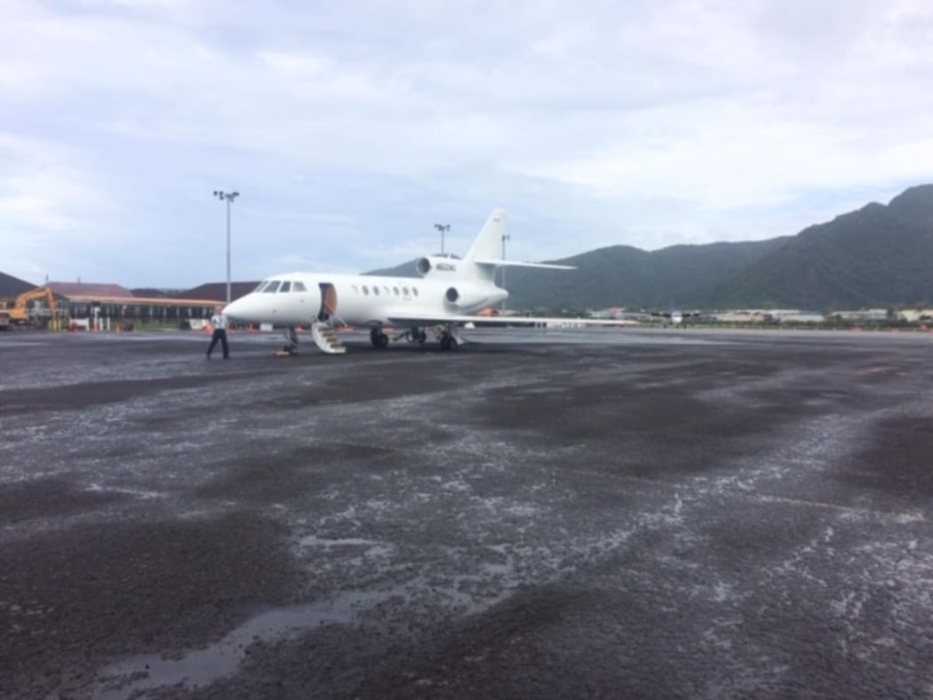 A Falcon 50 private jet landed at Pago Pago International Airport on 18 April 2020 with three engineers for StarKist on board.