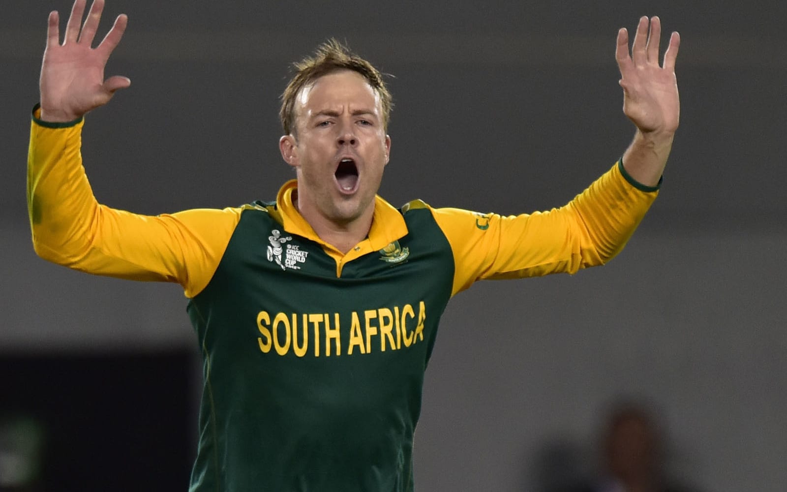 South African captain AB de Villiers calls for a catch.