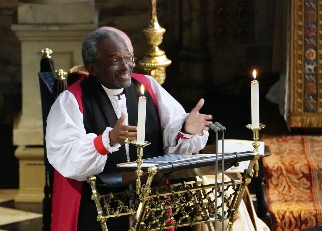 Bishop Michael Bruce Curry gives a reading during the wedding ceremony.