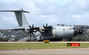 The Royal Air Force A400M landed in New Zealand yesterday.
