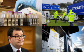 Samples from the Novavax Covid-19 clinical vaccine trial, police at Auckland's Mercer checkpoint, deputy prime minister Grant Robertson and an MIQ facility.