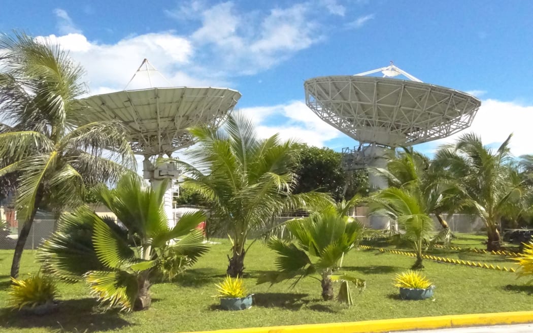National Telecommunication Authority's satellite reception disks at its Majuro headquarters