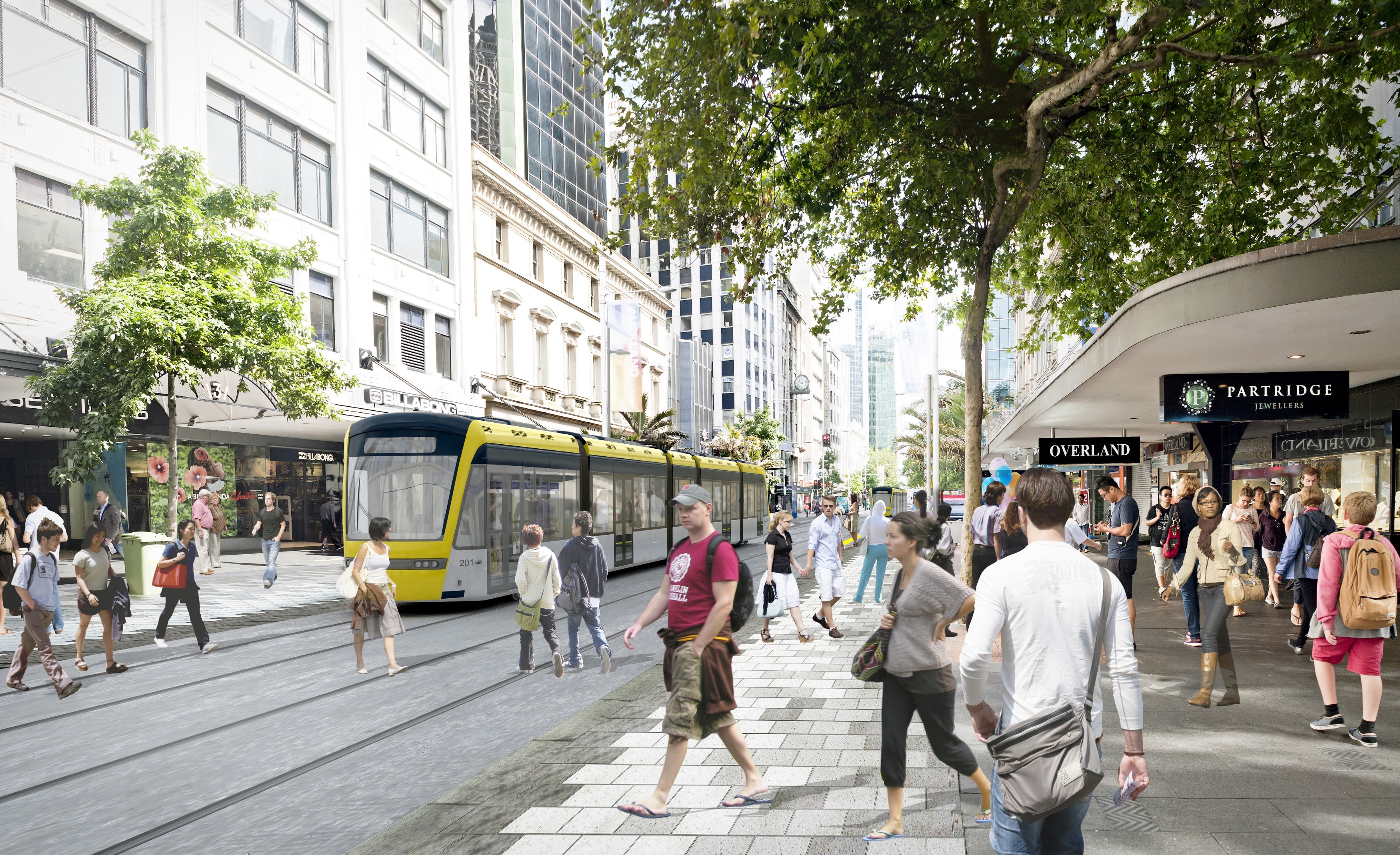 Queen Street pedestrianised with light rail