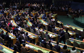General view of the emergency special session over Jerusalem held by UN General Assembly in New York, United States on December 21, 2017.