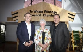 Tourism Minister Stuart Nash, Rotorua Mayor Steve Chadwick, and Labour MP Tamati Coffey.