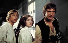 From left, Mark Hamill, Carrie Fisher, Harrison Ford in Star Wars Episode IV: A New Hope.