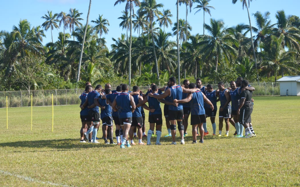 The Flying Fijians during a training session in Tonga.