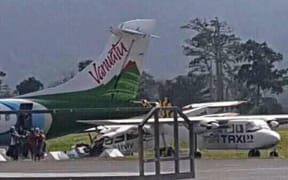 The Air Vanuatu ATR Aircraft  that was forced to make an emergency landing.