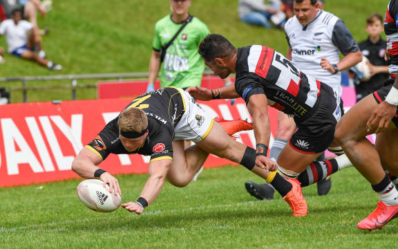 James O'Reilly scores a try.
Counties Manukau v Wellington, Mitre 10 Cup rugby union match at Navigation Homes Stadium, Pukekohe on Sunday 25th October.