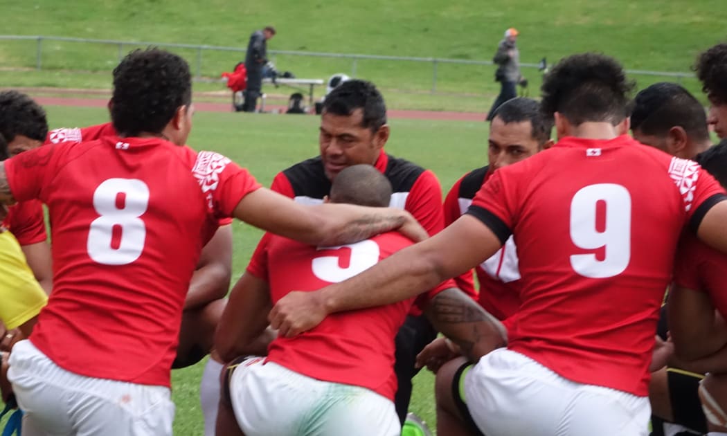 Tonga men's sevens coach Andy Katoa and his team debrief after losing the Oceania Championship final to Australia.