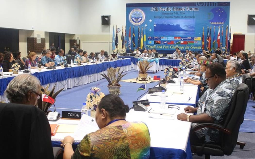 Plenary session of the 2016 Pacific Islands Forum Summit in the Federated States of Micronesia.