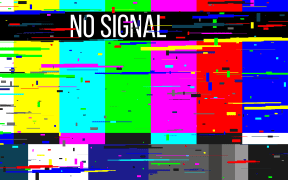 Creative illustration of no signal TV test pattern background. Television screen error. SMPTE color bars technical problems. Art design. Abstract concept graphic element.