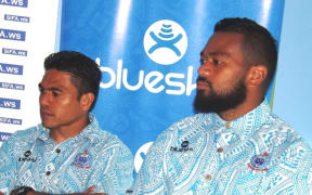 Manu Samoa captain David Lemi, (left), and his vice captain Faatiga Lemalu.