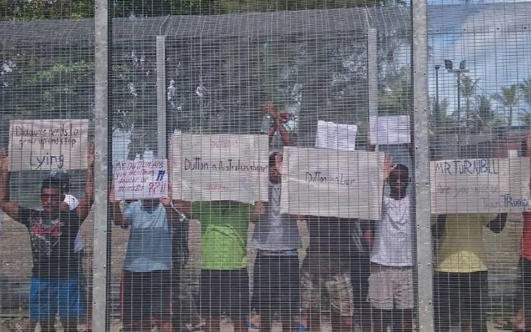 An image from the the 61st day of protest in the Manus Island detention centre.