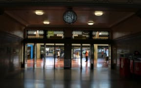 A near-empty Wellington Railway Station.
